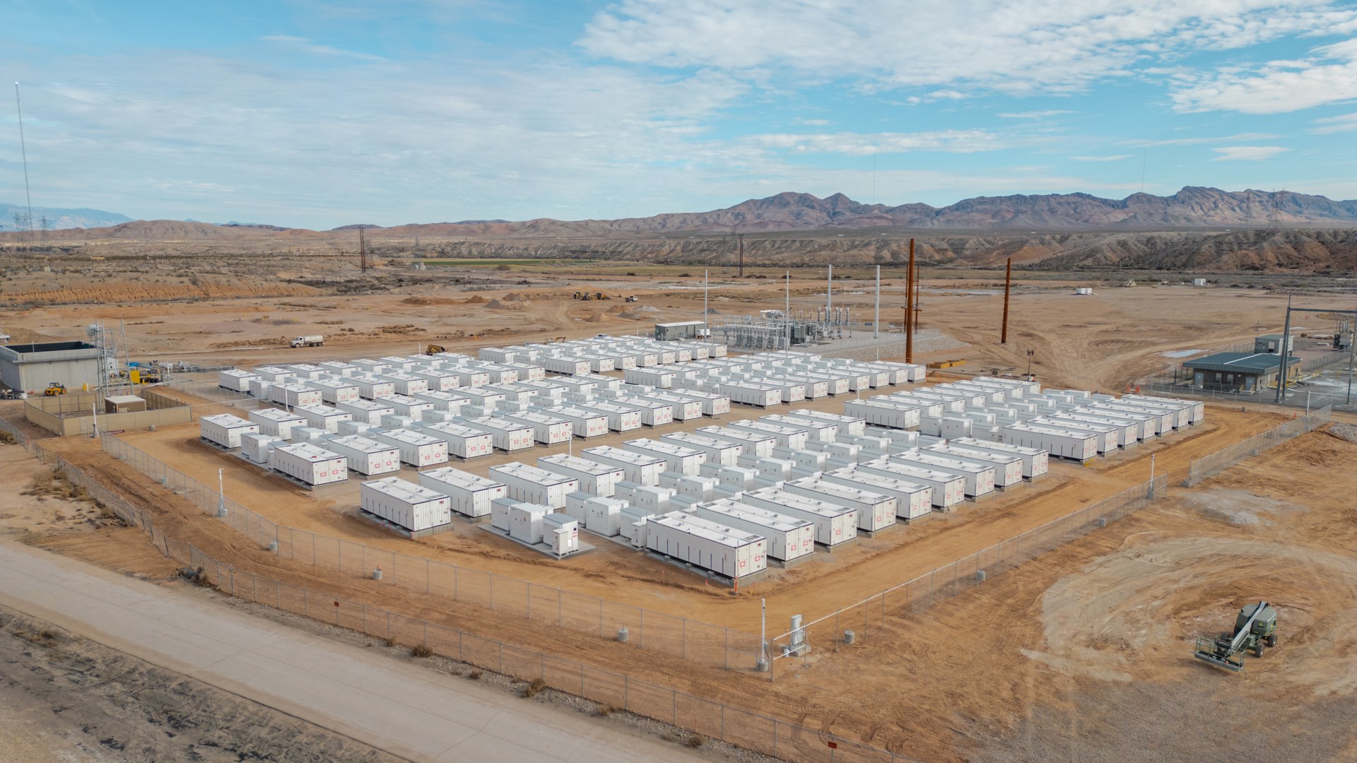 Utility-scale battery energy storage containers at Reid Gardner near Moapa, Nevada